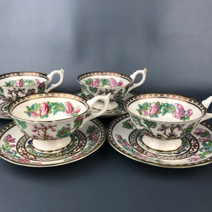 COALPORT EXCELLENT CONDITION 8 Piece Antique Coalport ‘Indian Tree’ Bone China 4 Cups & 4 Saucers. Made in England.