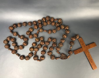 Vintage Souvenir Large Wood Rosary From Notre Dame of Lourdes of - Main Image