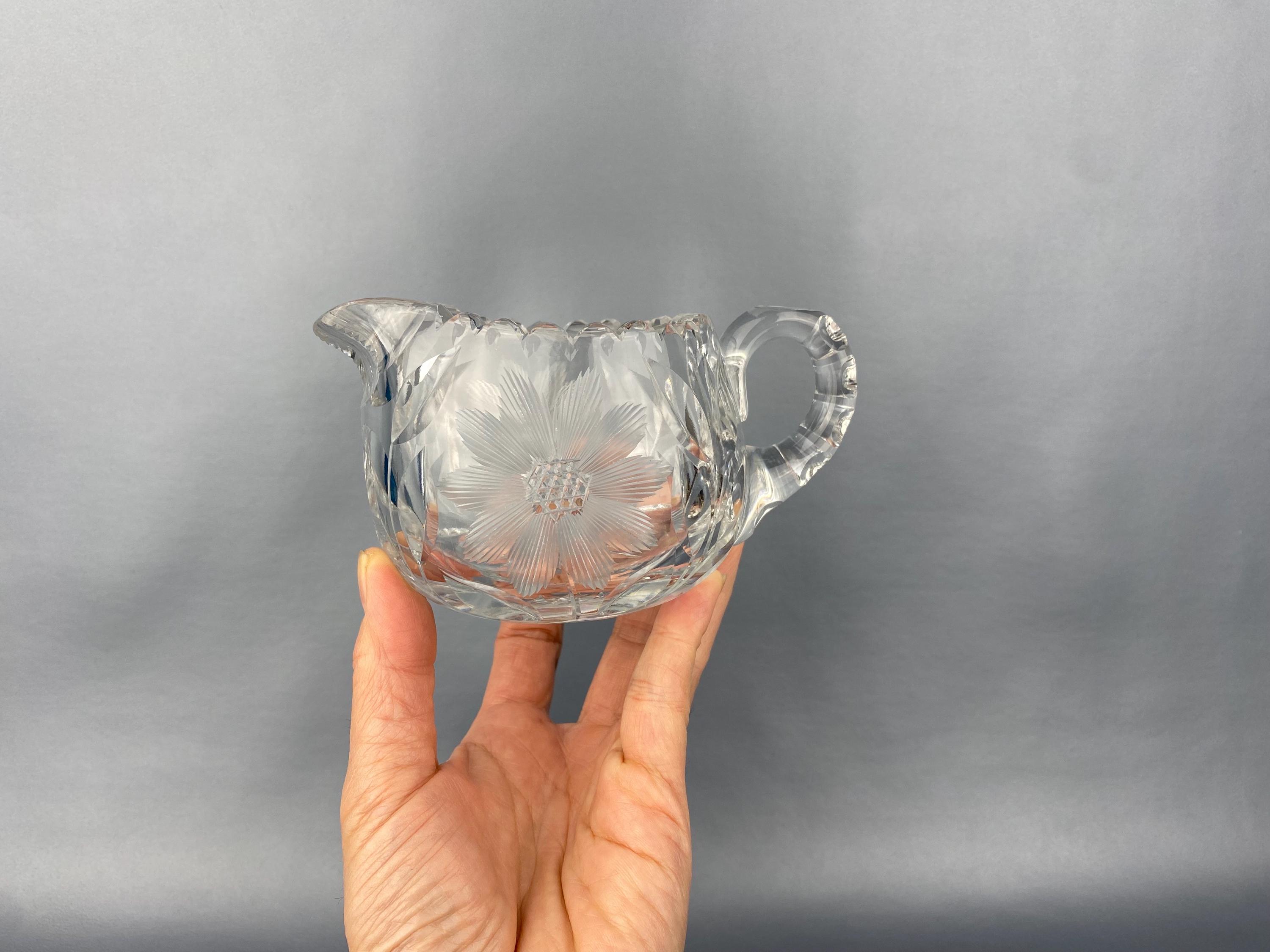 Antique Beautifully Cut Crystal Glass Creamer. Very Nice Quality! EXCELLENT CONDITION.