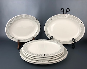 Set of 7 Grindley Alpha Vitrified Restaurant Ware Style Oval Plates. 4pc of 6.5”x8.5” & 3pc of 7.5”x9.5”. EXCELLENT CONDITION.