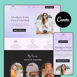 Spiritual Coach Website Template, Canva Website Sales Page, Mystical Canva Landing Page Template, Astrology Website, Tarot One Page Website