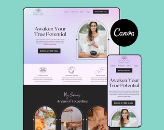 Spiritual Coach Website Template: Canva Landing Page (Instant Download)