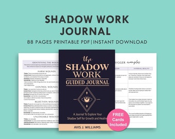 Shadow Work Journal - Includes Shadow Work Prompt Cards, Self Love Healing, Printable Workbook Binder Inserts US Letter Worksheets PDF