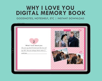 Reasons Why I Love You, Personalised Gift for Boyfriend / Girlfriend, Personalized Gift, Digital Memory Book, Romantic Gift for Him or Her