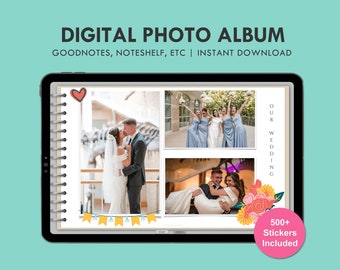 Digitaal fotoalbum Geheugenboek Plakboekaandenken met digitale stickers voor GoodNotes, Notability, Noteshelf