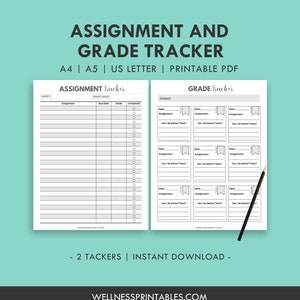 Assignment Tracker Printable College Student Academic Planner Homework Study Checklist, Worksheets, Letter A4 A5 Planner Inserts, PDF