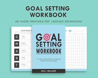 Goal Setting Workbook - How To Set Your Goals eBook Printable Journal PDF, Smart Goals, Monthly Habits, Productivity, Vision Board