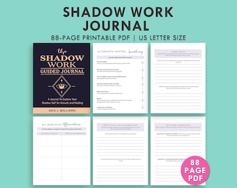 Shadow Work Workbook - Includes Shadow Work Prompt Cards, Self Love Healing eBook Printable, Binder Inserts US Letter Worksheets PDF