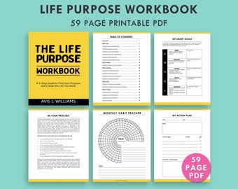 Life Purpose Workbook - Find Your Passion and Career Printable Planner, Self Help Journal, Self Improvement, Personal Growth Worksheets PDF