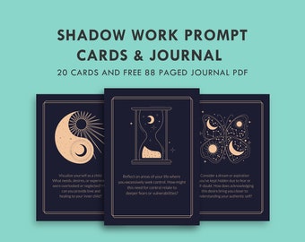 Shadow Work Prompt Cards - Shadow Work Journal Prompts Self Love Healing Self Discovery Self Care Cards, Printable US Letter PDF