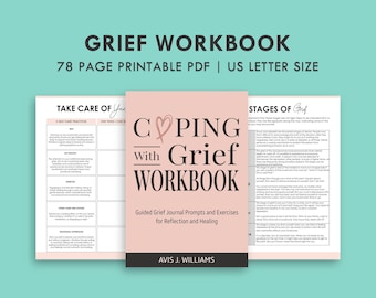 Coping With Grief Workbook - Grief Therapy Journal, Loss Grieve Healing, Printable Template, Binder Inserts US Letter Worksheets PDF