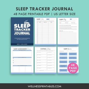 Sleep Tracker Journal - Slaapdagboek Dagelijkse controle van uw bedtijdroutine, afdrukbaar maandelijks slaaplogboek, slaapdagboek, PDF Instant Download