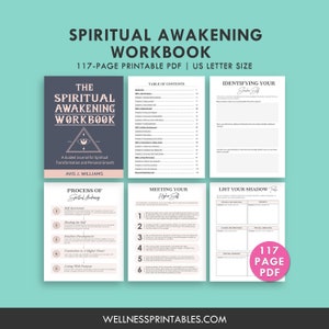 Spiritual Awakening Journal - Personal Growth, Self Healing, Self Care Printable Workbook, Binder Inserts US Letter Worksheets PDF