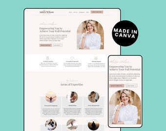 Life Coach Website Template: Canva Landing Page (Instant Download)
