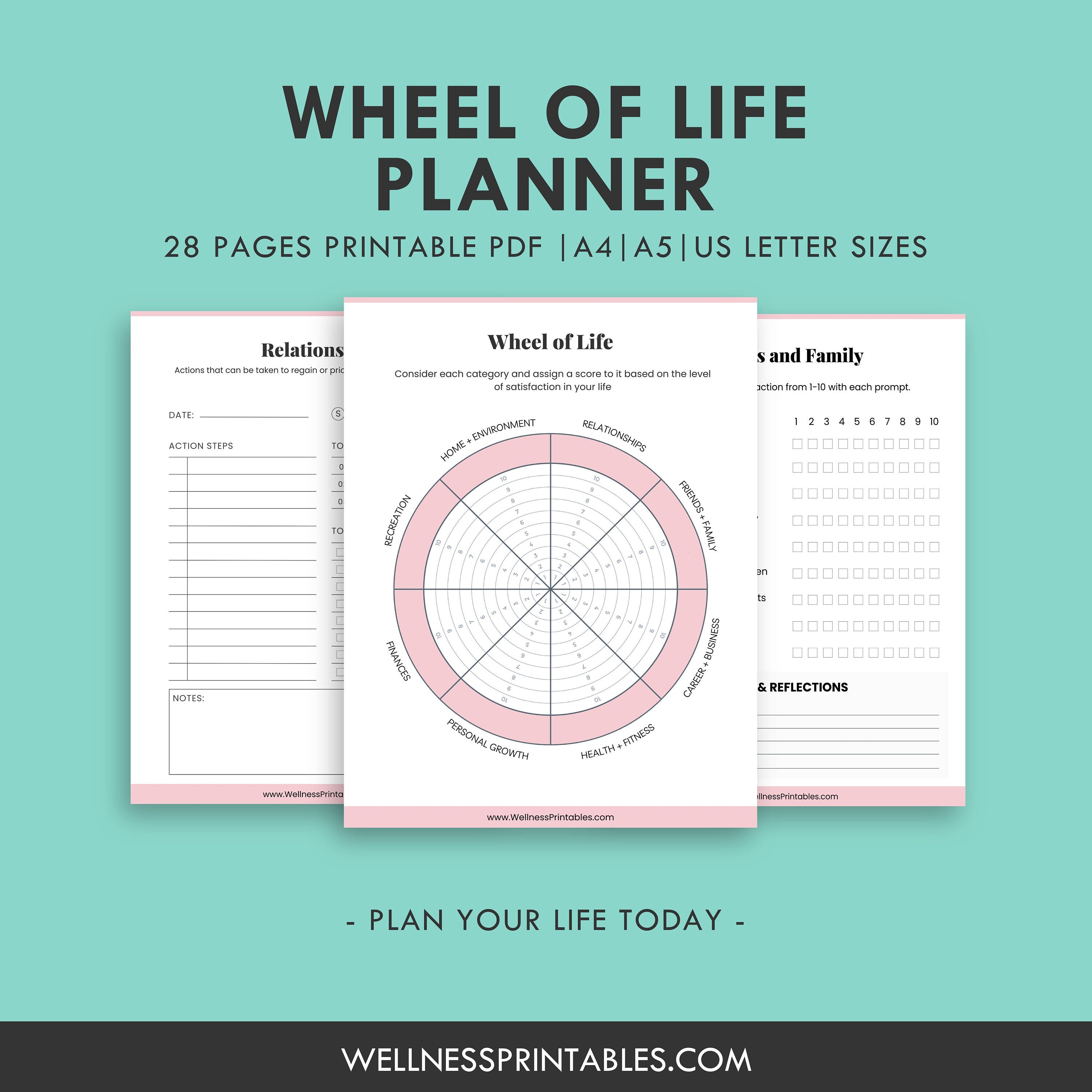 Wheel of Life Planner Printable - Circle of Life Balance Wheel Journal ...