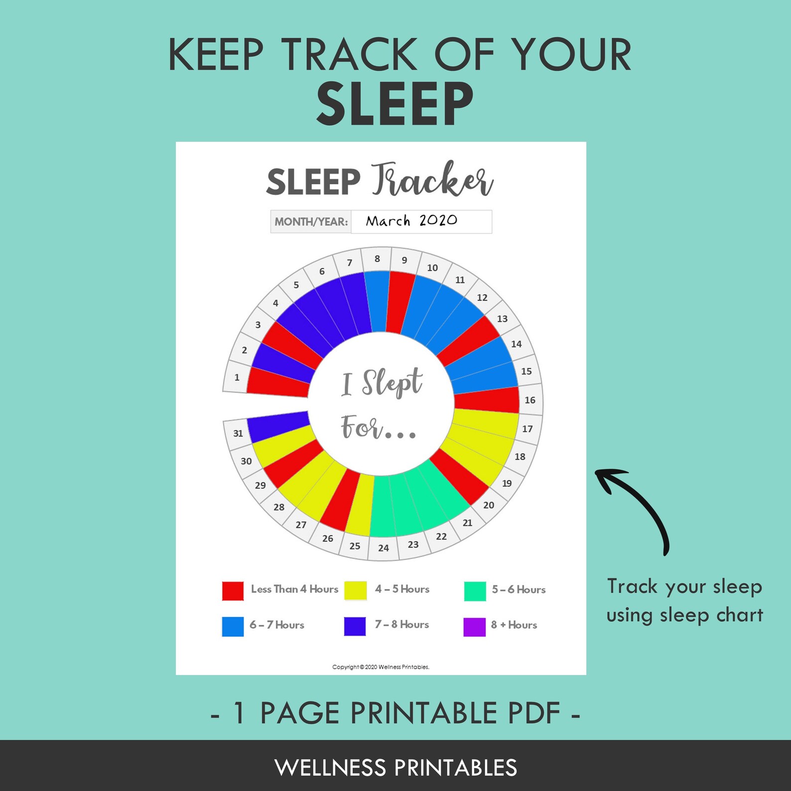 Sleep Tracker Printable - Monthly Sleep Log Chart, Sleep Tracking ...