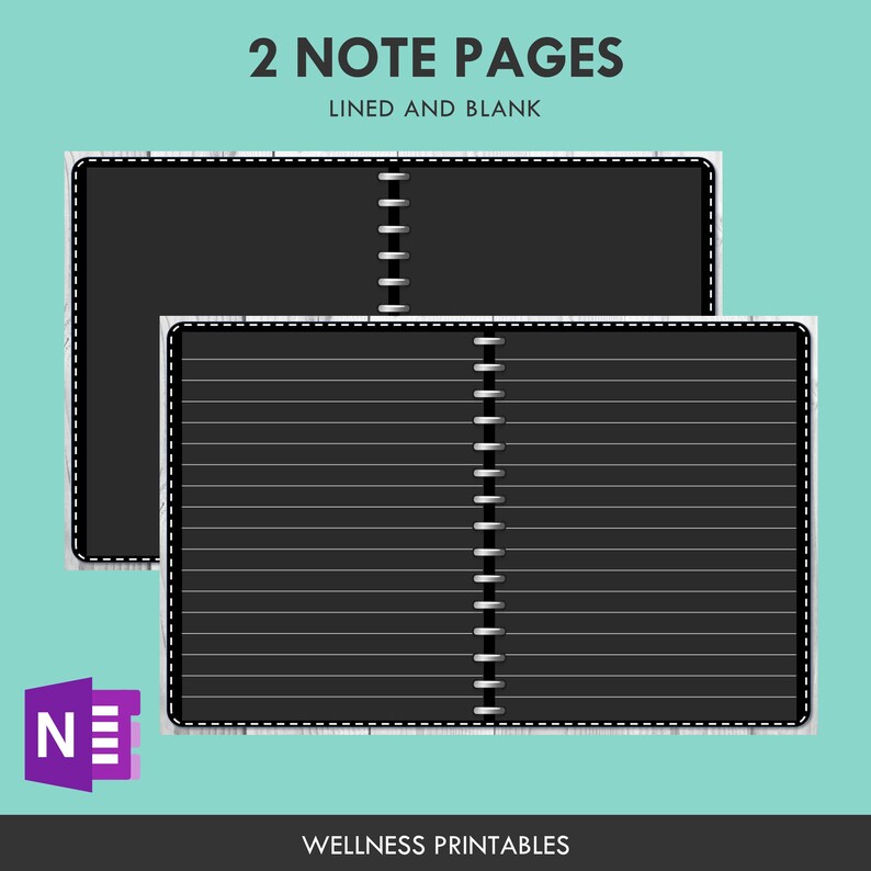 Onenote Black Paper Undated Planner Surface Pro Ipad Tablet Etsy UK