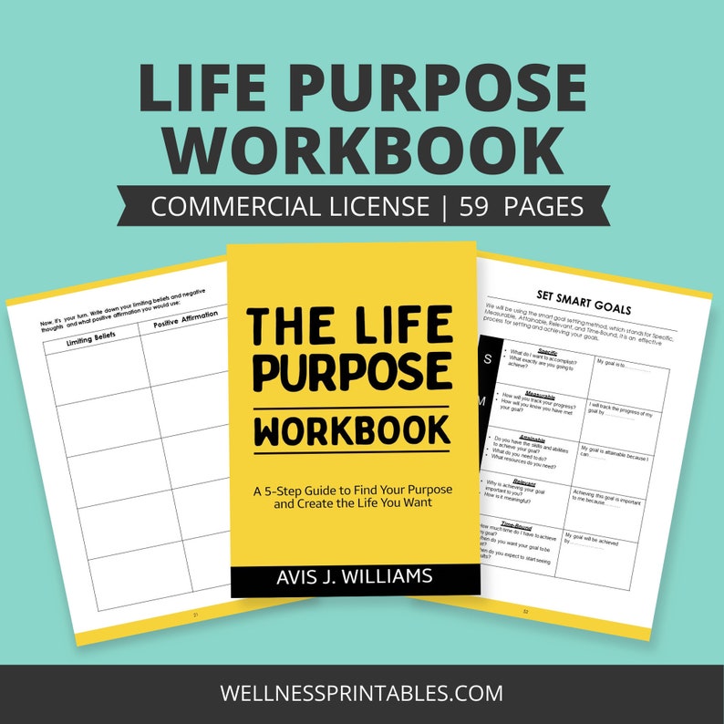 Life Purpose Workbook COMMERCIAL LICENSE, Find Your Passion and Career Printable Planner, Personal Growth Self Improvement Journal PDF image 10