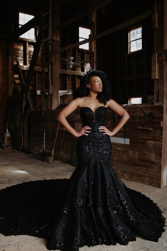 Black Wedding Dress/mermaid Wedding Dress Etsy