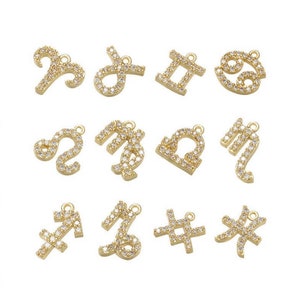 12 piece Rhinestone Bling Zodiac Sign Astrology Charm