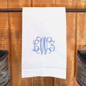 Personalized Hand Towels, Custom Embroidered Monogram Linen-Cotton Kitchen Towels, Wedding, Shower, or Hostess Gift