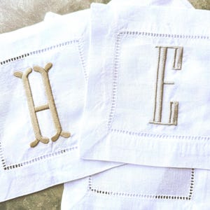 Monogrammed Linen Cocktail Napkins - Set of 6 - Custom Embroidered