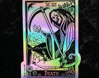 Appalachian Tarot: Death comes for all Possums - The Death Card Holographic Sticker