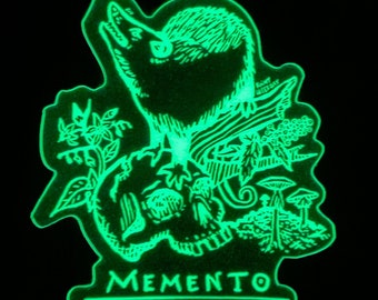 Memento Mori Sticker, Possum and Skull with Poisonous Flora, Glow in the Dark