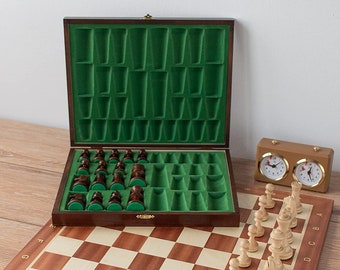 Set of 32 CHESS PIECES Staunton No. 5 | professional, weighted, wooden chess in Box Deluxe | board game tournament | Master of Chess