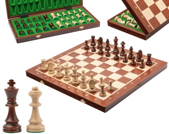 Master of Chess TOURNAMENT No. 6 Professional Wooden chess Set 54 cm Inlaid Mahogany and Sycamore Chess Board & Staunton Chess Pieces