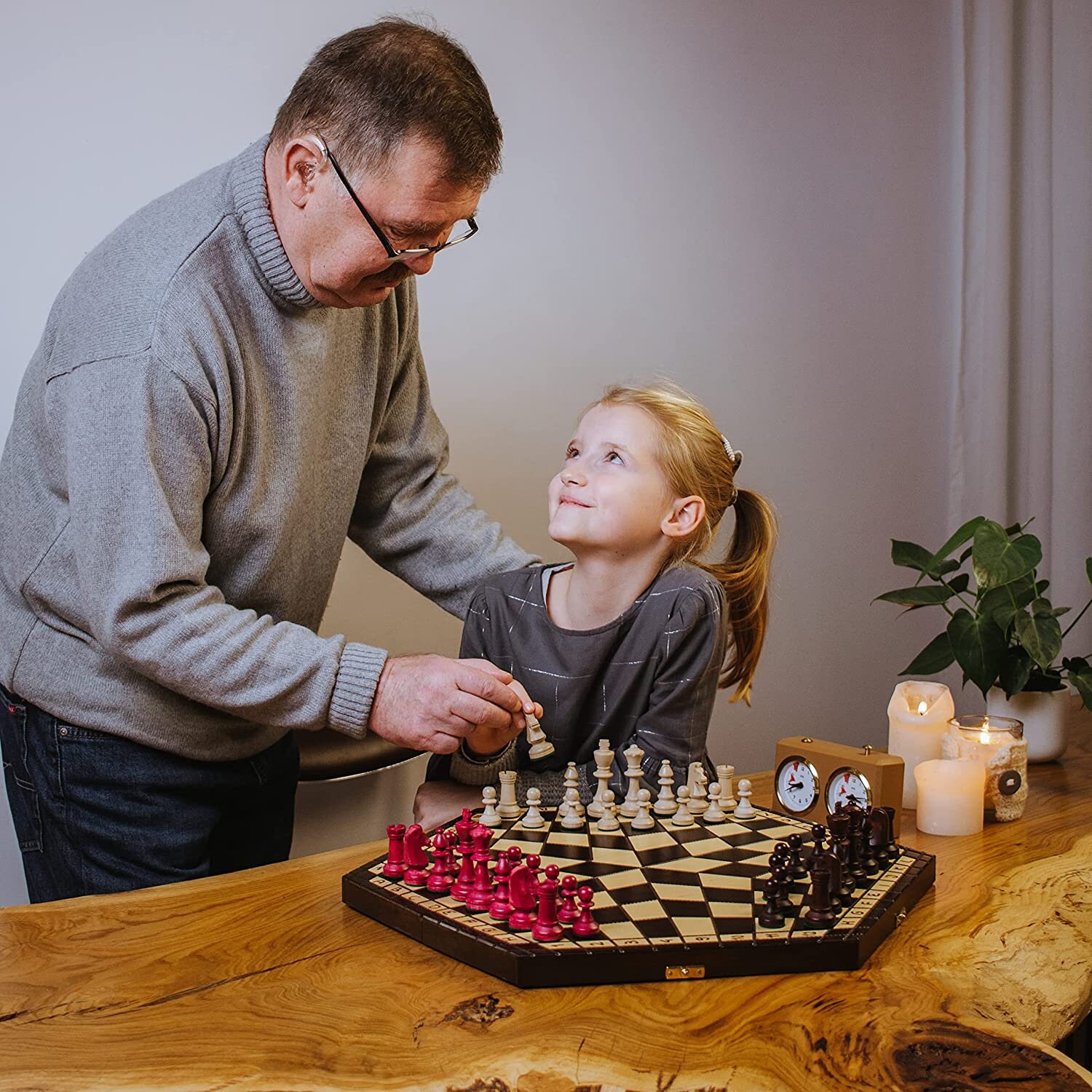 Master of Chess Unique 3 PLAYERS CHESS 54 X 47cm Wooden Chess Set ...
