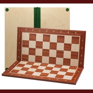 Folding Chess Board Tournament No.5 | fully handmade | Inlaid with Mahogany & Sycamore wood | Professional Flat Chessboard | 48cm / 18.9in