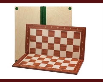 Folding Chess Board Tournament No.5 | fully handmade | Inlaid with Mahogany & Sycamore wood | Professional Flat Chessboard | 48cm / 18.9in