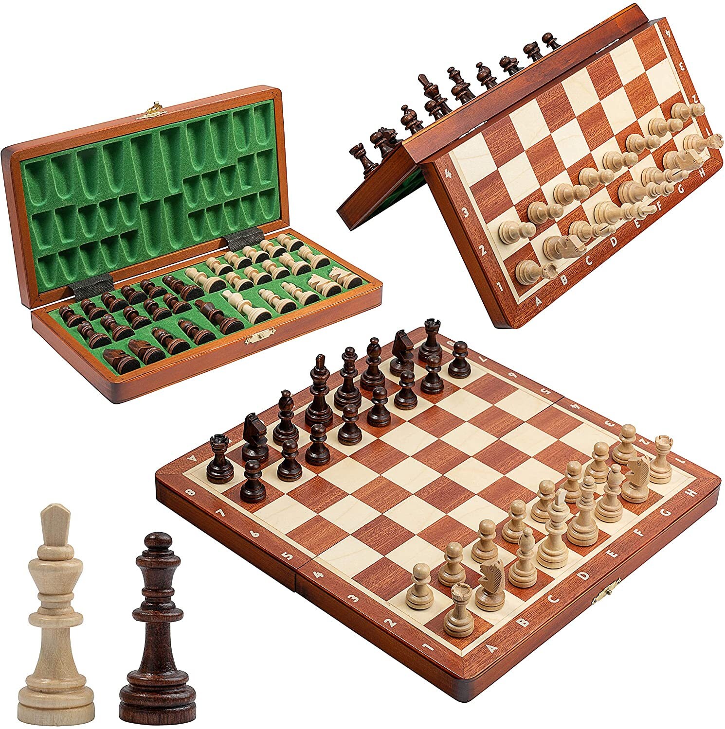 Deluxe Walnut and Maple Chess Board - 54cm