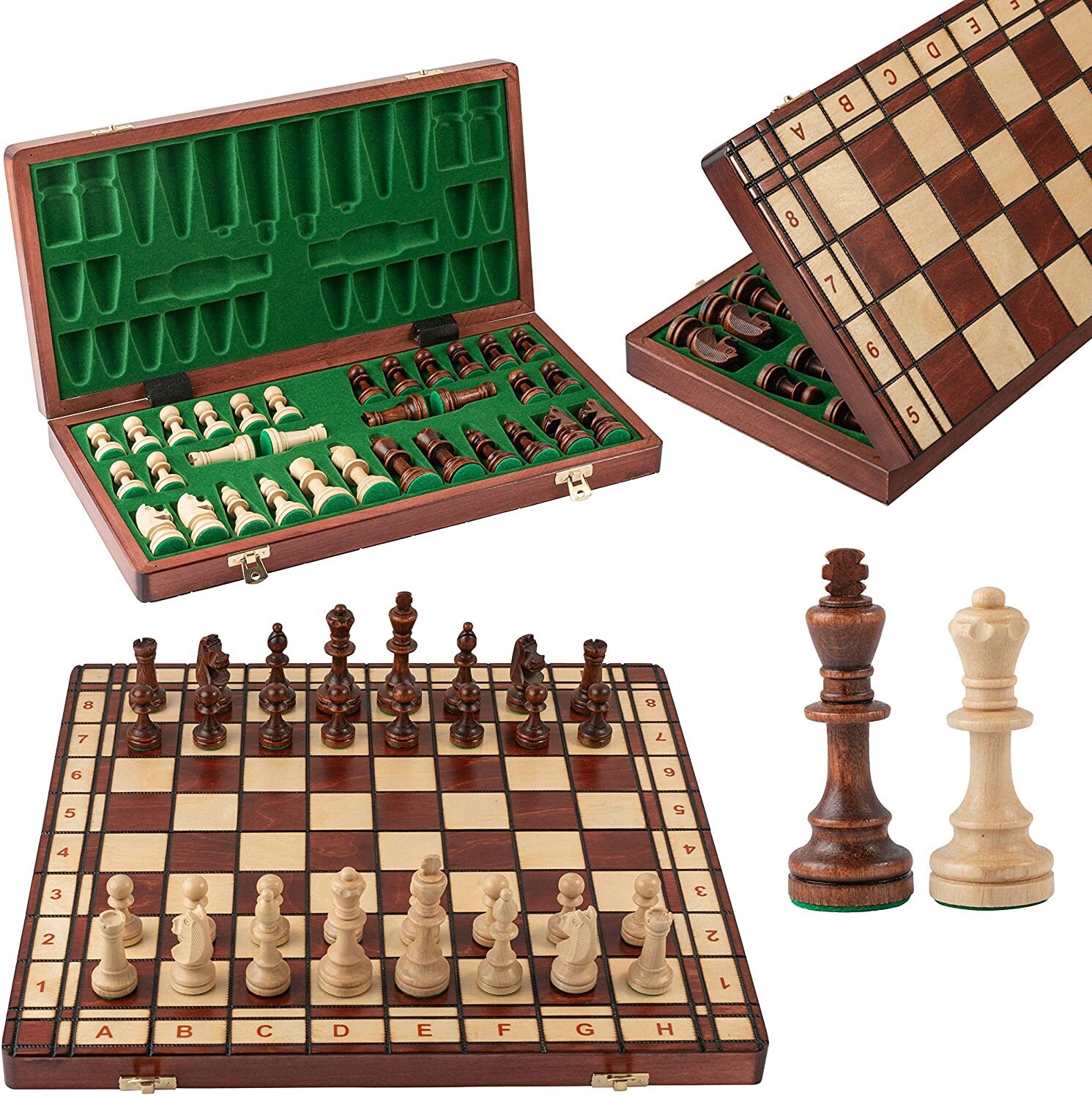 European Chess with walnut board with 50mm coordinates