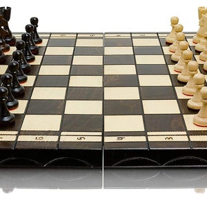 HUGE 50cm / 20in Largest Wooden Chess Set and Checkers / Draughts Game, Handcrafted Classic Chess Game image 7