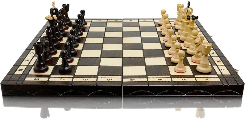 HUGE 50cm / 20in Largest Wooden Chess Set and Checkers / Draughts Game, Handcrafted Classic Chess Game image 7