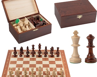 Master of Chess Professional TOURNAMENT No.5 Wooden Chess Set Inlaid 48cm Chess Board + Staunton No.5 Chess Pieces