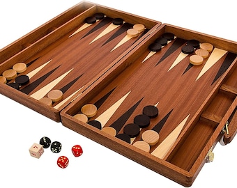 Exclusive Backgammon 50cm x 38cm Wooden Hand Crafted Inlaid Mahogany Cassette!!!