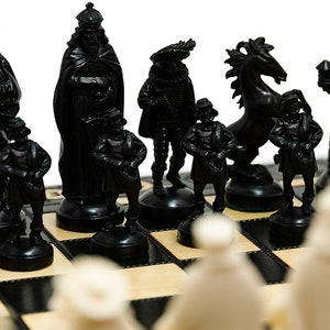 Master of Chess ANCIENT ARMIES Black & Gold Edition Chess Set 41cm / 16 Wooden Chess Board Plastic Pieces for Adults and Kids MEDIEVAL image 2