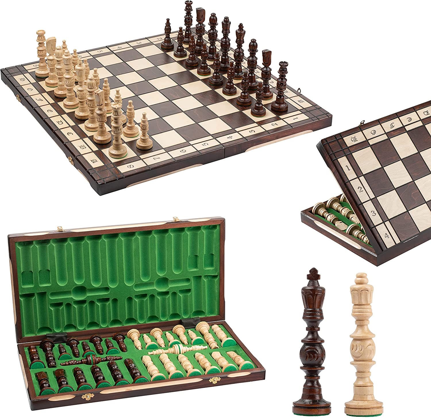 Master Wooden Chess Set Mahogany Board 21 Weighted -  Portugal