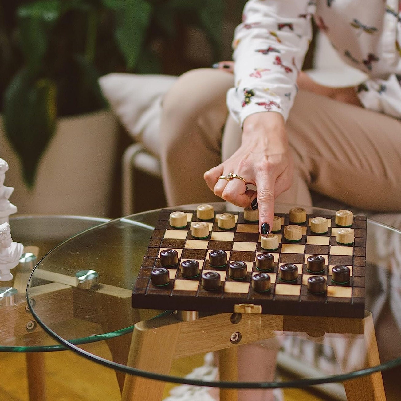 Small CHECKERS Pieces Set Wooden Drafts | Portable Board Game | 64 ...