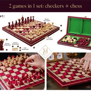 lovely red set with checkers, set of board games, wooden games, chess wood, board game, chess board, chess for adults, checkers for kids masterof chess