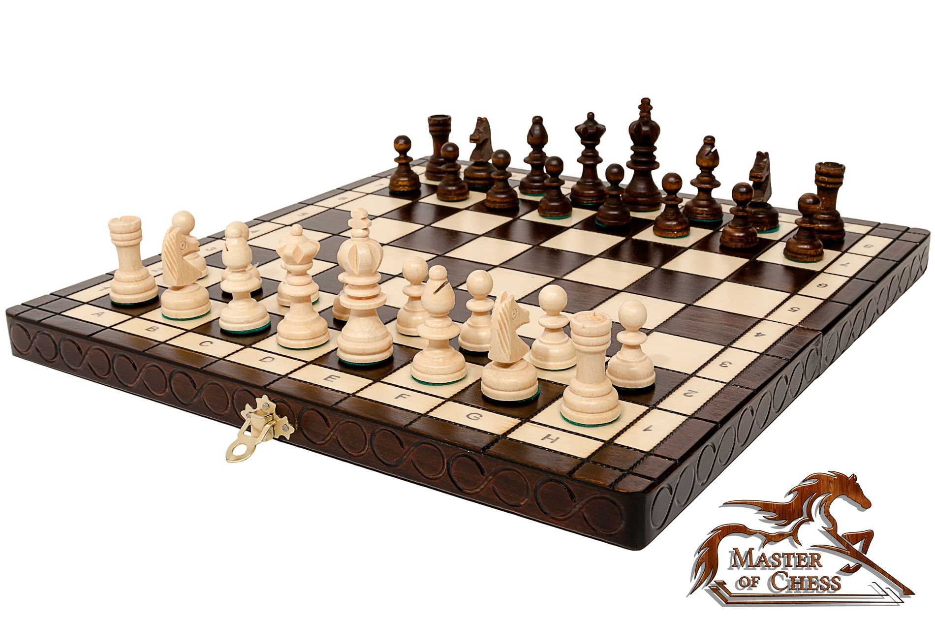 Wooden Chess Set | Master of Chess Set Pearl L Brown | Chess Board 35cm |  Classic Handmade Travel Chess Set for Adults and Kids