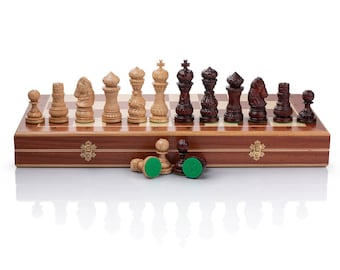 Handcarved CHESS set The CROWN Luxury Chess Set | Extraordinary Chess Pieces | professional inlaid folding Chess Board with storage | 60cm