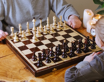 Stylish OUTLANDER Wooden Chess Set Large | posh elegant chess set| premium hornbeam wood high quality wood | Master of Chess |46cm /18in