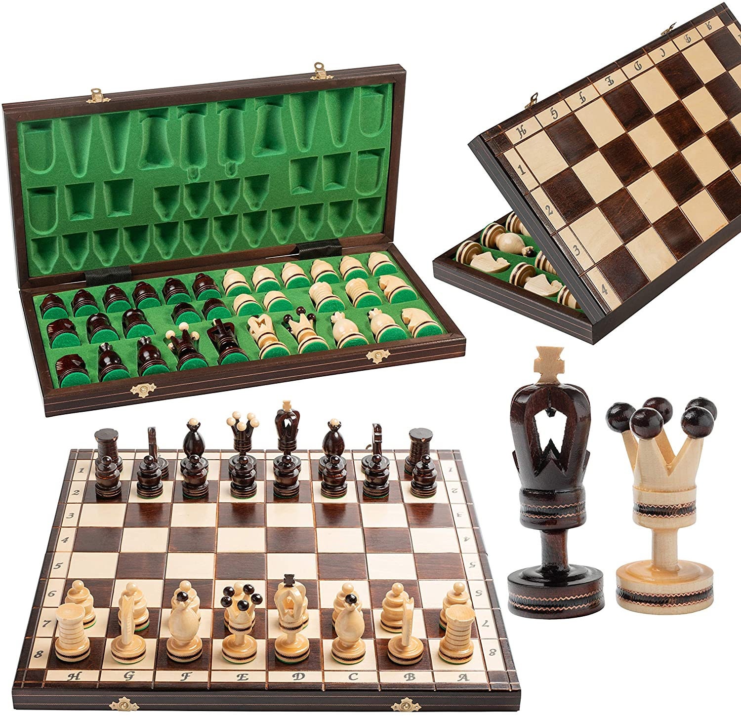 Schach Sehr schönes Schachspiel Pearl Large 42 x 42 cm Holz 