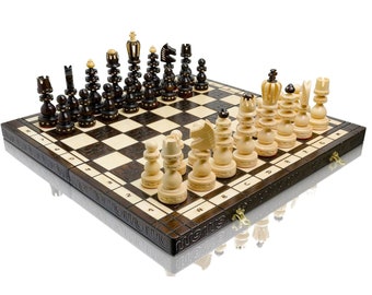 Luxury wooden chess set ROMAN 53cm / 21in | HAND CARVED chess pieces chess board with storage | Chess game set | Master of Chess