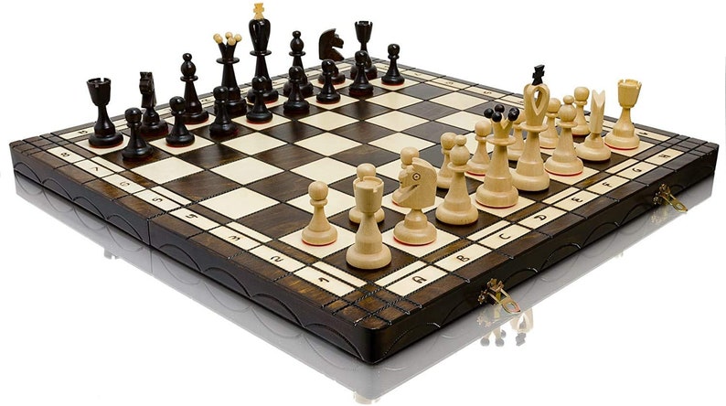 HUGE 50cm / 20in Largest Wooden Chess Set and Checkers / Draughts Game, Handcrafted Classic Chess Game image 4