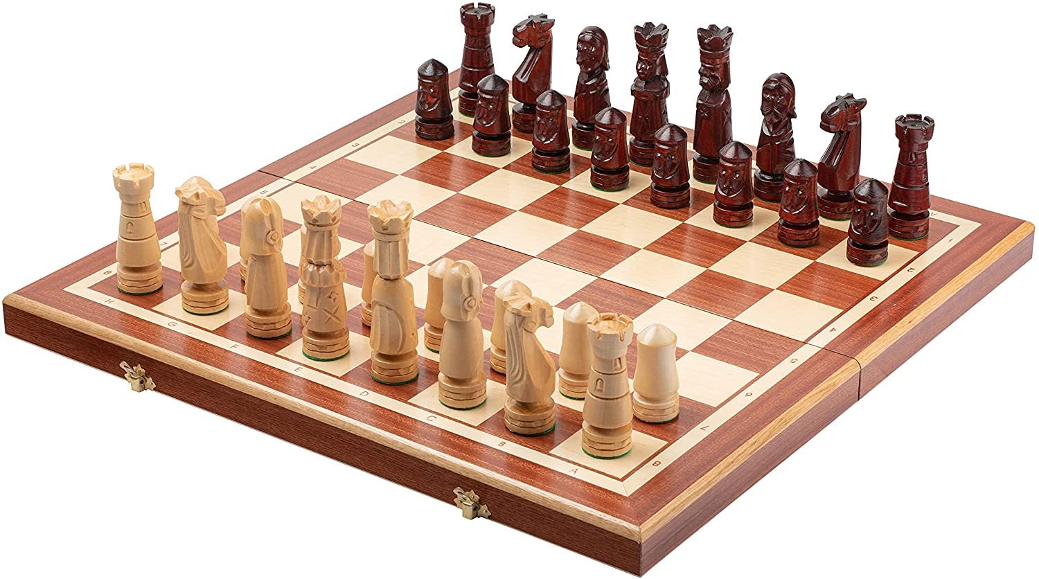 Wooden Chess Set | Master of Chess Set Pearl L Brown | Chess Board 35cm |  Classic Handmade Travel Chess Set for Adults and Kids